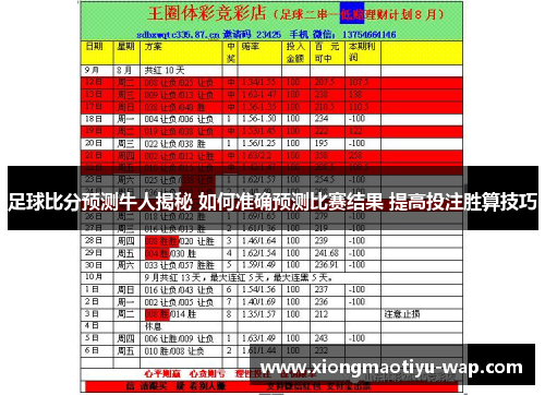 足球比分预测牛人揭秘 如何准确预测比赛结果 提高投注胜算技巧